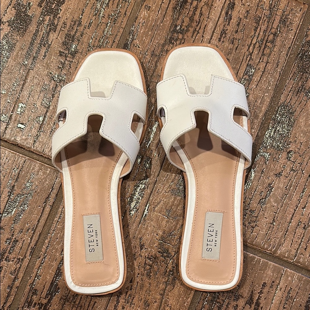 Steven By Steve Madden White H-Style Sandals